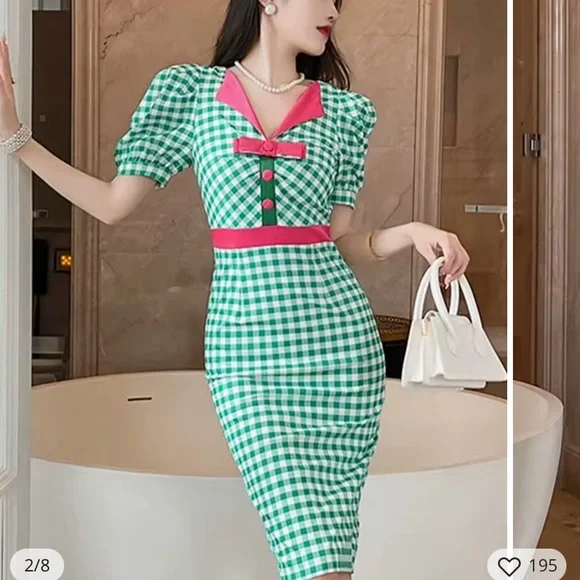 Retro Pin Up Wiggle Midi Dress - Picture 1 of 12